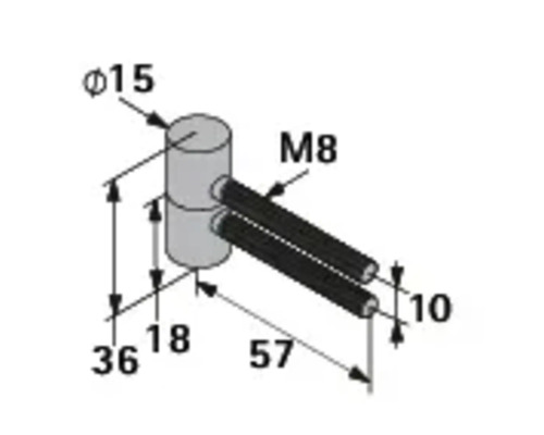 Technische Zeichnung eines Bauteils mit Maßangaben