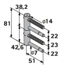 Technische Zeichnung eines Türbandes mit Maßangaben