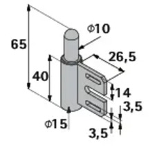 Schéma technique d'une ferrure de meuble avec indications de dimensions
