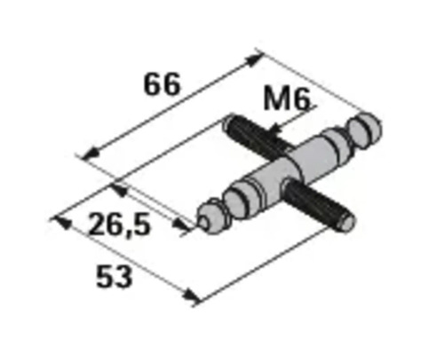 Technische Zeichnung eines Verbindungsstücks mit Maßangaben