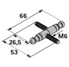Technische Zeichnung eines M6-Verbindungsstücks mit Maßangaben