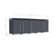 Mülltonnenbox mit den Maßen 331 cm Breite, 116 cm Höhe und 80 cm Tiefe.