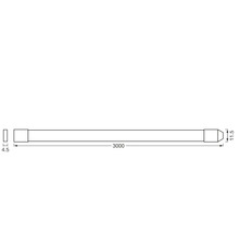 Dessin technique pour une baguette avec des dimensions de 3000 millimètres de longueur, 11,5 millimètres de hauteur et 4,5 millimètres de profondeur.