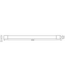 Dessin technique d un ruban LED plat avec les dimensions suivantes : 5000 millimètres de long, 11,5 millimètres de large et 4,5 millimètres de profondeur.