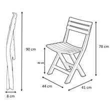 Dessin technique d'une chaise pliante avec dimensions