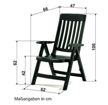 Image d'une chaise de jardin avec des dimensions en centimètres