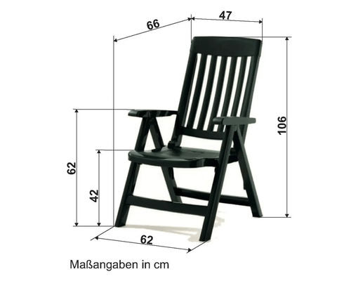 Image d'une chaise de jardin avec des dimensions en centimètres