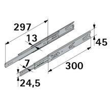 Dessin d'un coulisseau de tiroir avec indications de dimensions