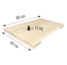 Panneau en bois, 80 x 40 centimètres, capacité de charge 75 kilogrammes