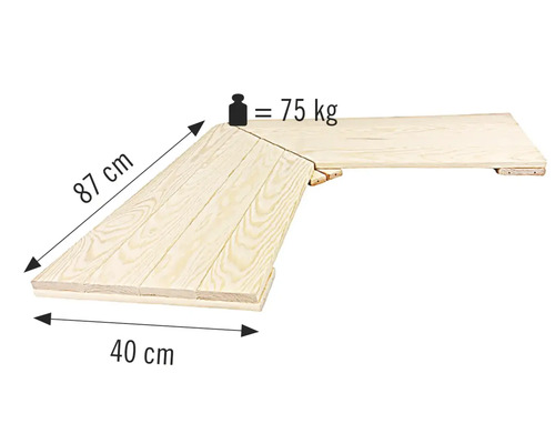 Élément de construction en bois mesurant 87 cm x 40 cm, capacité de charge 75 kg