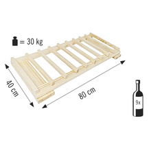 Casier à vin en bois pour neuf bouteilles, 80 x 40 centimètres, charge maximale de 30 kilogrammes