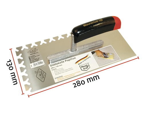 Taloche à lisser Papillon avec denture, dimensions 280 x 130 millimètres