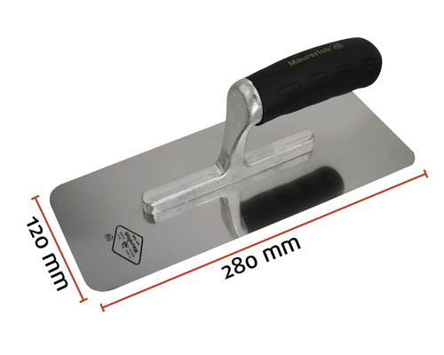 Truelle de lisseur de maçon avec des dimensions de 280 mm x 120 mm.