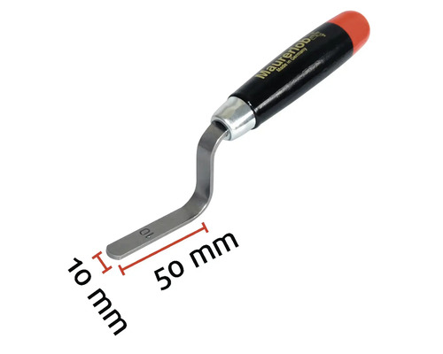 Gratte-joints Fugenboy avec manche en bois, longueur 50 mm et largeur 10 mm.