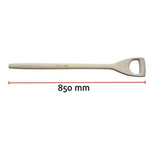 Manche de bêche en bois avec poignée en D et d'une longueur de 850 millimètres.