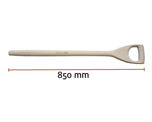 Manche de bêche en bois avec poignée en D et d'une longueur de 850 millimètres.