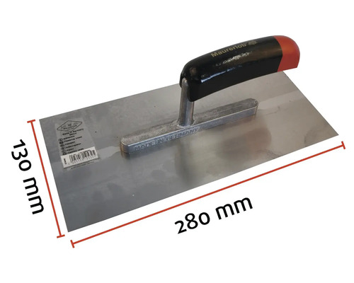 Truelle de maçon Maurer avec une longueur de lame de 280 millimètres et une largeur de lame de 130 millimètres.