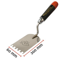 Truelle à dents en acier, 200 mm x 60 mm
