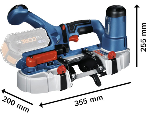 Scie à ruban sans fil Bosch avec dimensions