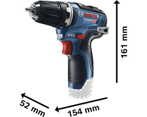Visseuse-perceuse sans fil Bosch GSR 12V-35 avec dimensions