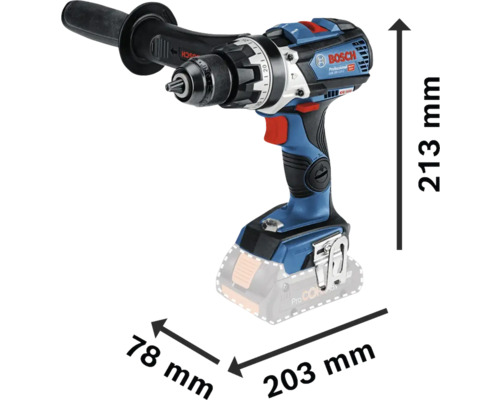 Perceuse à percussion sans fil Bosch Professional avec dimensions