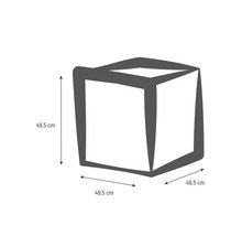 Skizze eines Würfels mit Seitenlänge 49,5 cm