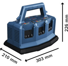 Chargeur de batterie Bosch Professional avec des dimensions de 303 x 210 x 226 millimètres