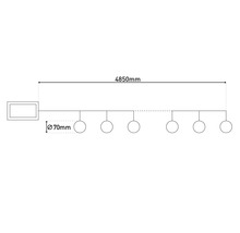 Schéma technique d'une lampe avec des dimensions de 4850 mm de longueur et 70 mm de diamètre.