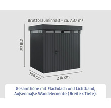 Dimensions d'un abri de jardin avec toit plat et bande lumineuse