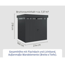 Dimensions d'un abri de jardin avec toit plat et bandeau lumineux