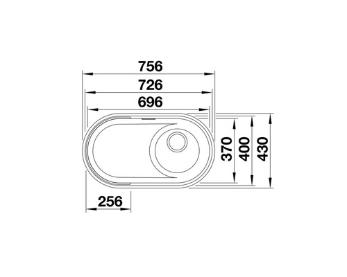 Technische Zeichnung eines Waschtisches mit Maßangaben