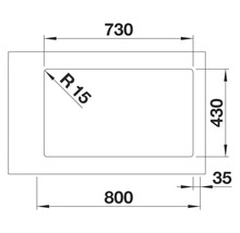 Schéma technique d'un évier avec dimensions.