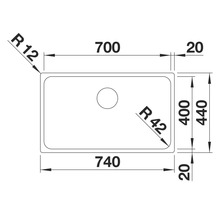 Dessin d'un évier avec dimensions