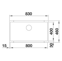 Dessin technique d'un évier de cuisine avec des dimensions.