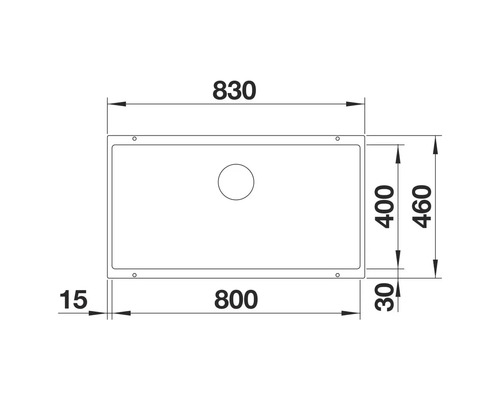 Dessin technique d'un évier de cuisine avec des dimensions.