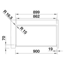 Dessin technique d'un évier avec indications de dimensions