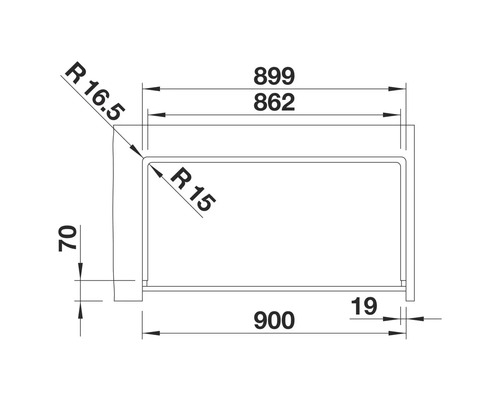 Dessin technique d'un évier avec indications de dimensions