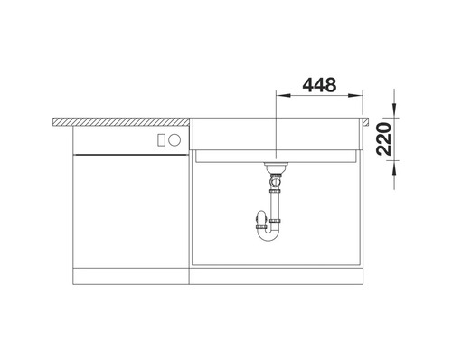 Schéma d'un évier avec dimensions