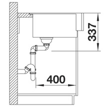 Dessin d'un évier avec des dimensions