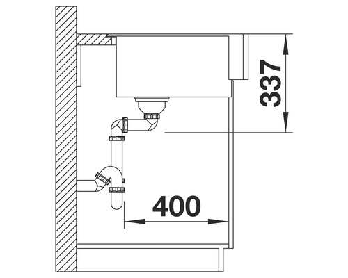Dessin d'un évier avec des dimensions