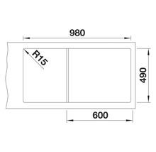 Dessin technique d'un évier avec dimensions
