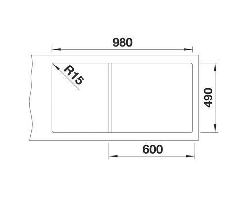 Dessin technique d'un évier avec dimensions