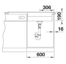 Schéma technique d'un lavabo avec dimensions
