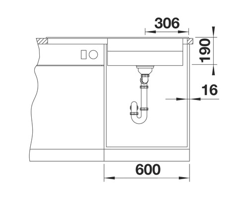 Schéma technique d'un lavabo avec dimensions