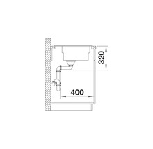 Dessin technique d'un évier avec cotes.