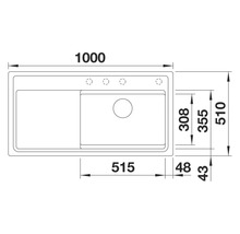 Dessin technique d'un évier avec dimensions.