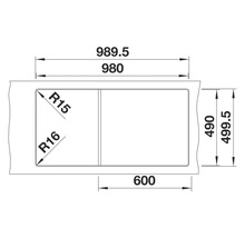 Schéma d'un évier avec dimensions