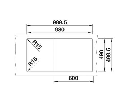 Schéma d'un évier avec dimensions