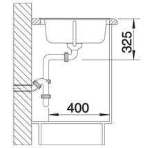 Dessin technique d'un évier avec dimensions