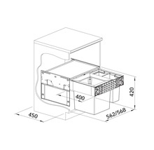 Dessin technique d'un meuble de salle de bain avec tiroir et dimensions